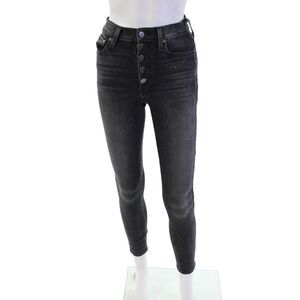 AO LA Womens Cotton Button Lined Skinny Leg Jeans Charcoal Size EUR 25